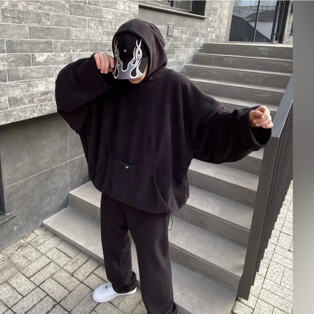 Yeezy Gap Engineered by Balenciaga Blue Polar Fleece Padded Hoodie. P0045